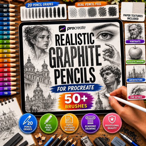 50+ Realistic Graphite Pencils for Procreate