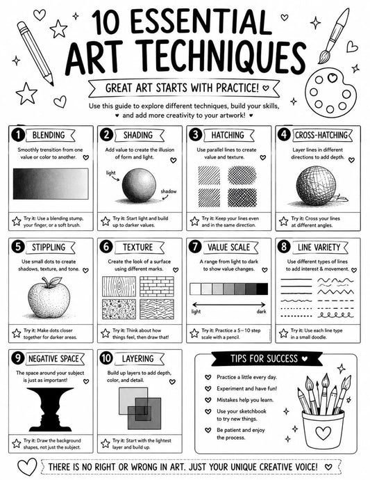 10 Essential Art Techniques  Worksheet